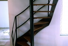 Metal staircase with solid wood stairs